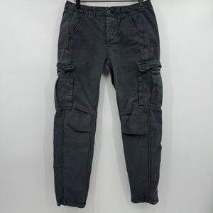 Free People Pants Women 2 Faded Black Cargo Button Fly Tapered Gorpcore Ripstop